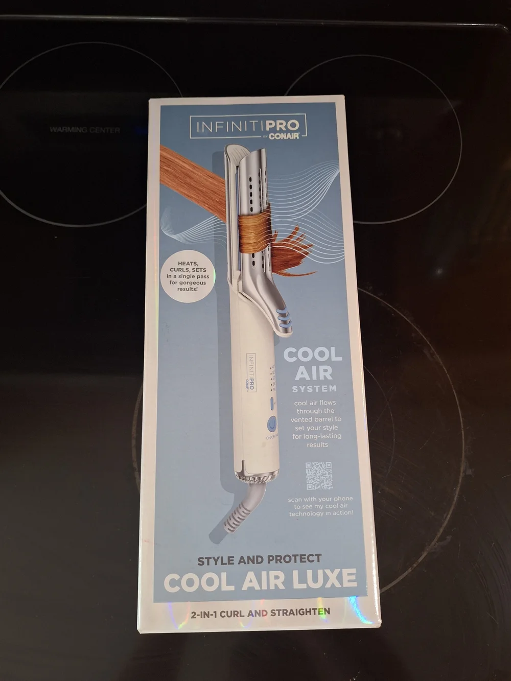 InfinitiPro Cool Air Luxe 2‑in‑1 Curl & Straighten - White